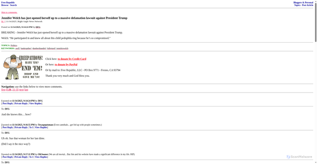 Security scan screenshot of https://freerepublic.com/focus/f-bloggers/4352582/posts