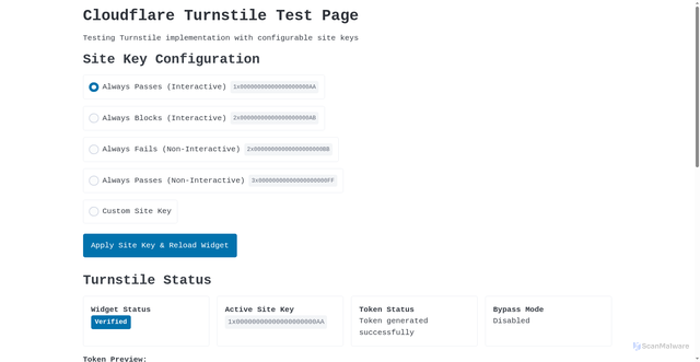 Security scan screenshot of http://testing-cloudflare-turnstile.pages.dev/