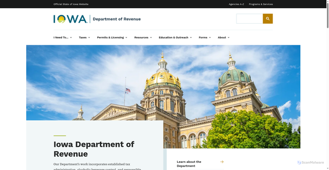 Security scan screenshot of https://revenue.iowa.gov