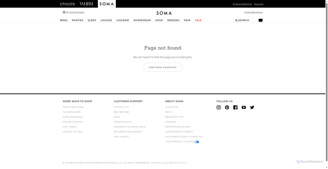 Security scan screenshot of https://mystore.soma.com