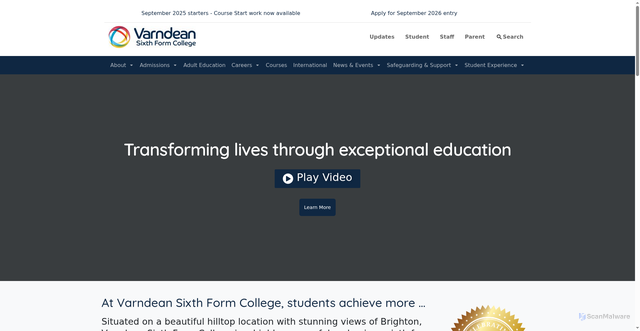 Security scan screenshot of https://www.varndean.ac.uk/