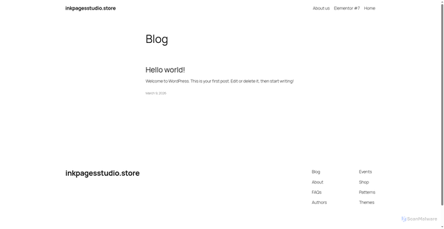 Security scan screenshot of https://inkpagesstudio.store/