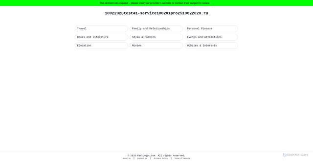 Security scan screenshot of https://www.10022020test41-service100201pro2510022020.ru