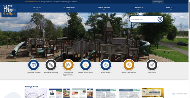 Security scan screenshot of https://westmifflin.gov/