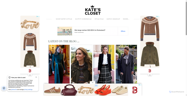 Security scan screenshot of https://www.katescloset.com.au/