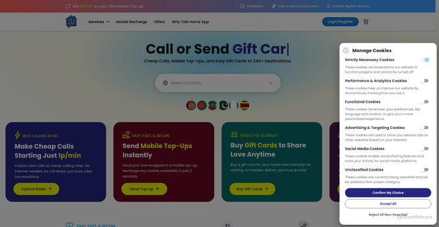 Security scan screenshot of https://talkhomeapp.com