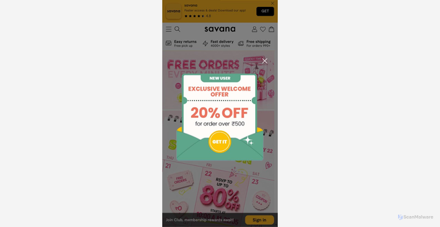 Security scan screenshot of https://savana.com