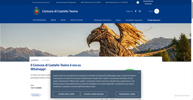 Security scan screenshot of https://www.comune.castello-tesino.tn.it/