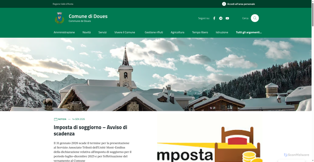 Security scan screenshot of https://comune.doues.ao.it/