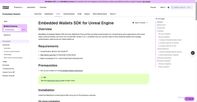 Security scan screenshot of https://metamask-docs-ldkp21iks-consensys-ddffed67.vercel.app/embedded-wallets/sdk/unreal