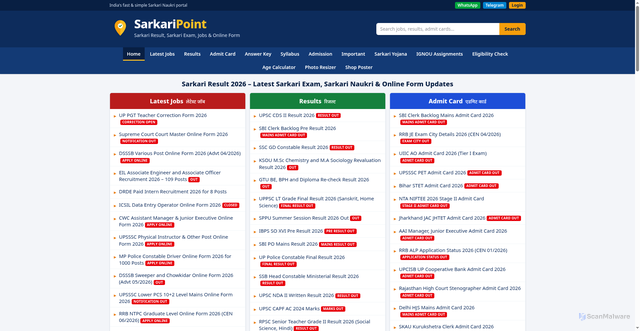 Security scan screenshot of http://sarkaripoint.com/
