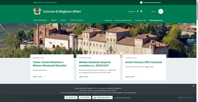 Security scan screenshot of https://www.comune.maglianoalfieri.cn.it