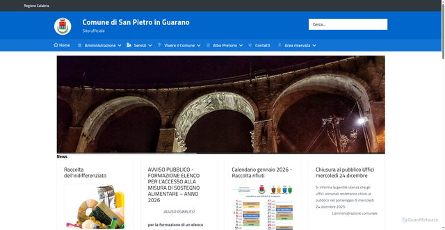 Security scan screenshot of https://www.comune.sanpietroinguarano.cs.it/