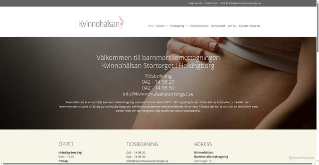 Security scan screenshot of https://kvinnohalsanstortorget.se