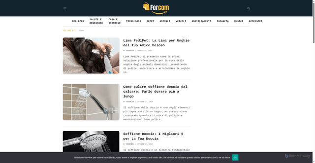 Security scan screenshot of https://www.forcom.it/
