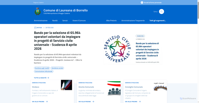Security scan screenshot of https://comune.laureanadiborrello.rc.it/