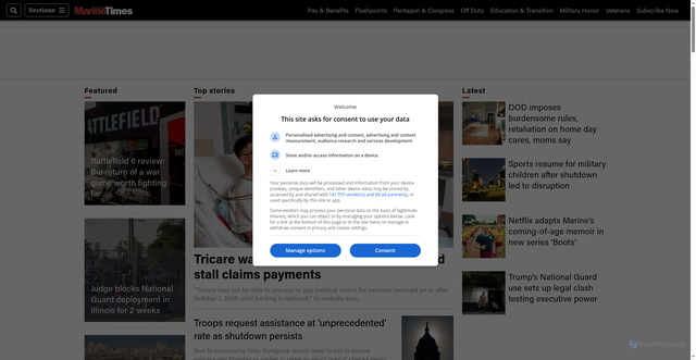 Security scan screenshot of https://www.marinecorpstimes.com/