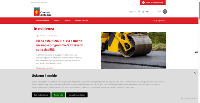 Security scan screenshot of https://www.comune.budrio.bo.it