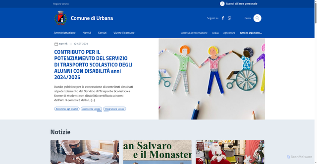 Security scan screenshot of https://comune.urbana.pd.it/
