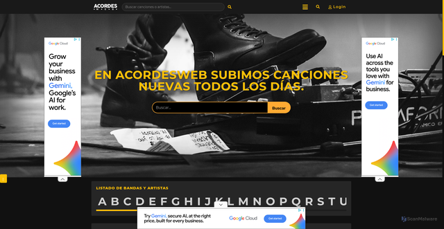 Security scan screenshot of https://acordesweb.com