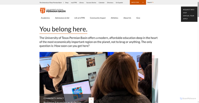 Security scan screenshot of https://www.utpb.edu