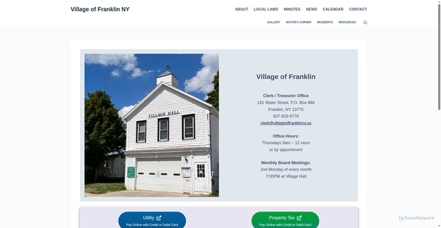Security scan screenshot of https://villageoffranklinny.us/