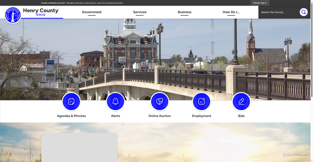 Security scan screenshot of https://henrycountyohio.gov/