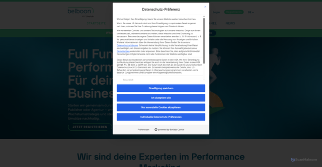 Security scan screenshot of https://belboon.de