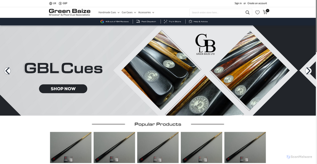 Security scan screenshot of https://greenbaize.com