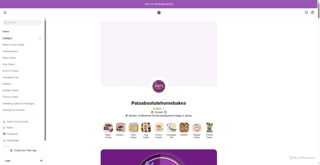 Security scan screenshot of http://patsabsolutehomebakes.com/