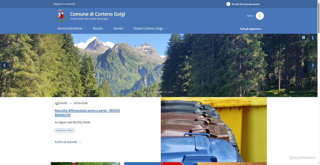 Security scan screenshot of https://www.comune.corteno-golgi.bs.it
