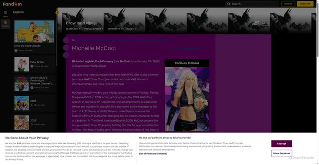 Security scan screenshot of https://crow-land.fandom.com/wiki/Michelle_McCool