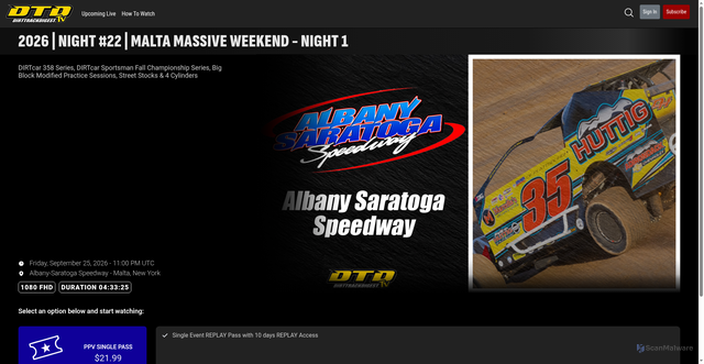 Security scan screenshot of https://dirttrackdigest.tv/videos/51735