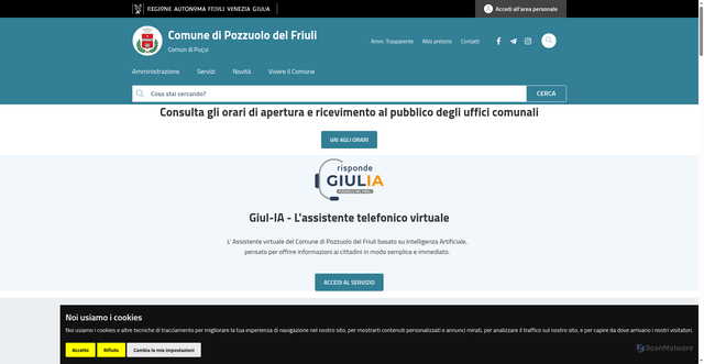 Security scan screenshot of https://www.comune.pozzuolo.udine.it
