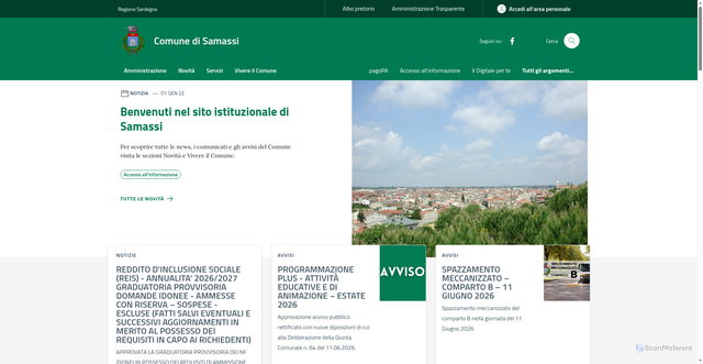 Security scan screenshot of https://www.comune.samassi.ca.it