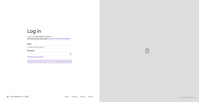 Security scan screenshot of https://pennfostergroup.ada.support