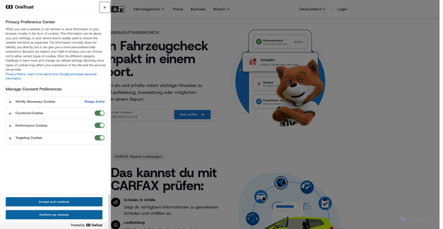 Security scan screenshot of https://servicesocket.carfax.com