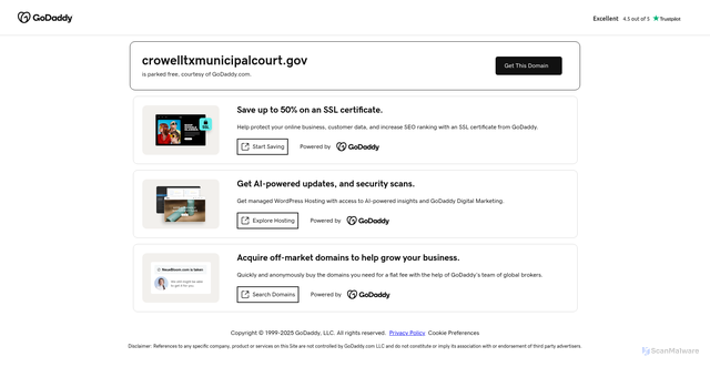 Security scan screenshot of https://crowelltxmunicipalcourt.gov/