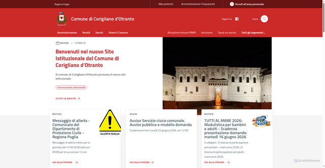 Security scan screenshot of https://comune.corigliano.le.it