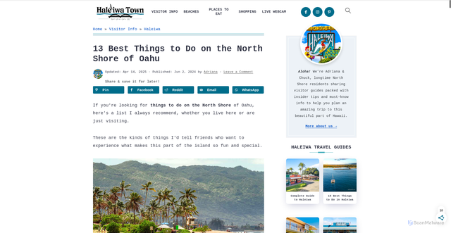 Security scan screenshot of https://haleiwatown.com/things-to-do-north-shore-oahu/