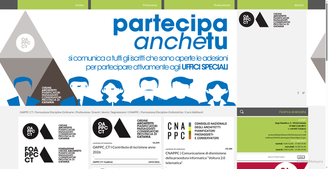 Security scan screenshot of https://www.ordinearchitetticatania.it/