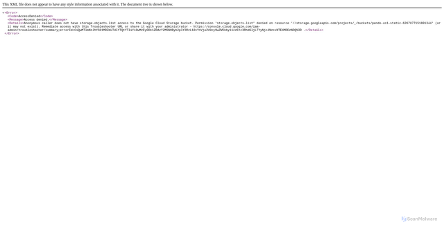 Security scan screenshot of https://pendo-us1-static-6267877151801344.storage.googleapis.com