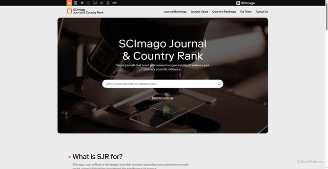 Security scan screenshot of https://scimagojr.com
