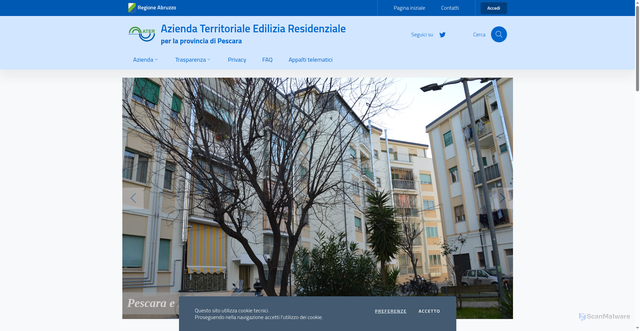 Security scan screenshot of https://www2.aterpescara.it/