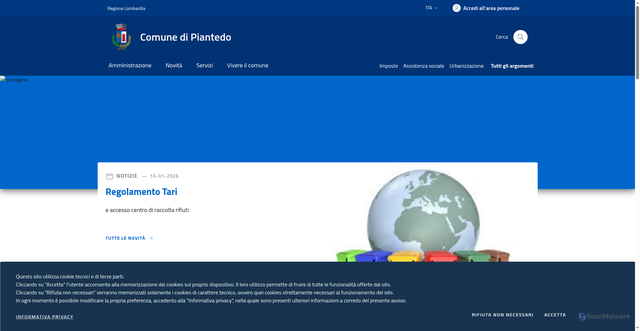 Security scan screenshot of https://www.comune.piantedo.so.it/