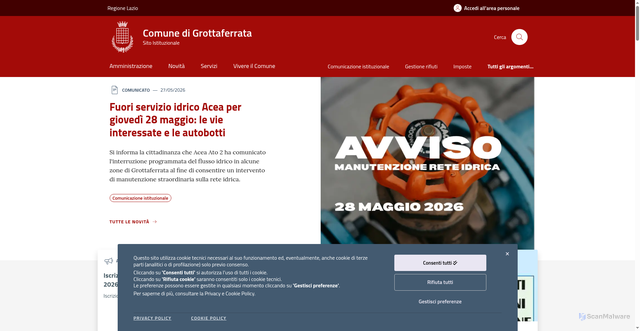 Security scan screenshot of https://www.comune.grottaferrata.rm.it