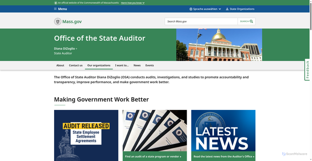 Security scan screenshot of https://www.mass.gov/orgs/office-of-the-state-auditor/
