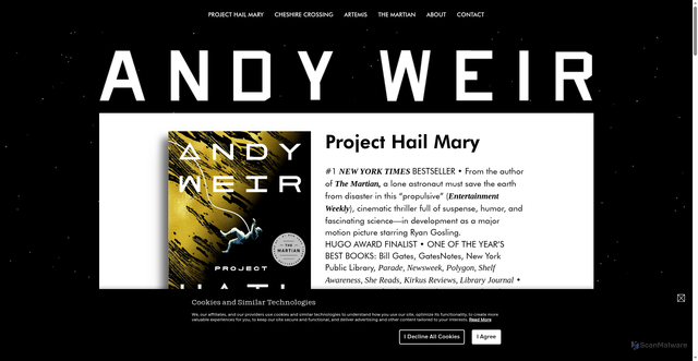 Security scan screenshot of https://andyweirauthor.com/