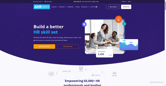 Security scan screenshot of https://aihr.com