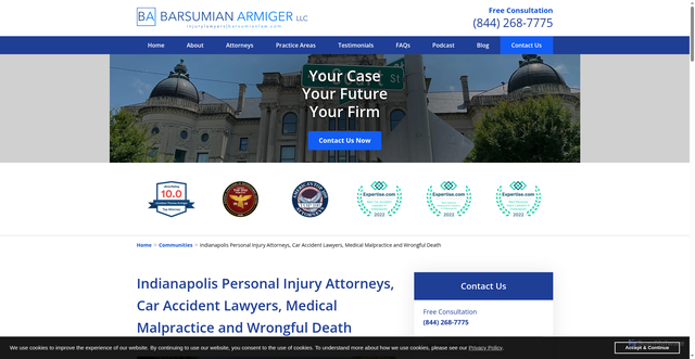 Security scan screenshot of https://www.barsumianlaw.com/communities/indianapolis-personal-injury-attorney/